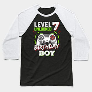 Level 7 Birthday Video Level Up Kids Baseball T-Shirt